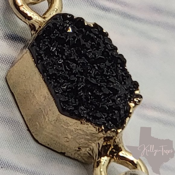 Boho Druzy Earrings in Silver & Black - Picture 6 of 7